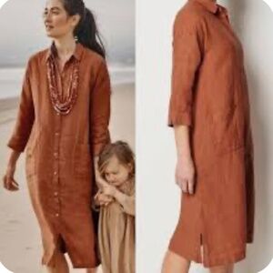 J. Jill Pure Linen A-Line Shirt Dress NWOT